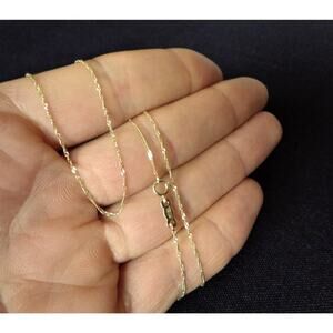 14K Real Gold Singapore Twist Rope Chain, Fine 14K Solid Gold Chain, Stamped 14K